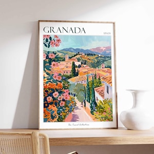 Granada Poster, Granada Travel Print, Spain Wall Art, Spanish Travel Print, Tropical Decor, Granada Travel Art, Granada Wall Art