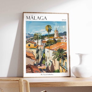 Malaga Poster, Spanish Travel Print, Malaga Travel, Art, Malaga Wall Art, Spanish Travel, Spanish Wall Art,  Malaga Gift