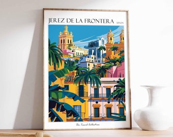 Cartel de Jerez De La Frontera, Impresión de viaje de Jerez De La Frontera, Arte de la pared de España, Impresión de viaje española, Arte de viaje de Jerez De La Frontera