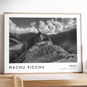 Machu Picchu Travel Print, Machu Picchu Travel Poster, Peru Travel Print, Peru Travel Art, Travel Poster, Zwart-wit, Cadeau, A1/A2/A3/A4