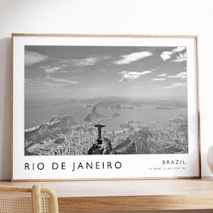 Rio de janeien Druck, Rio de janeien Poster, Brasilien Reisedruck, Brasilien, Schwarzweiß, Reisekunst, Reisegeschenk