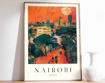 Póster de viaje de Nairobi, Kenia: Impresión artística de una ciudad vibrante