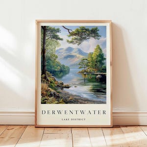 Derwentwater Poster, Lake District Travel Print, Cumbria Wall Art, UK Travel Decor, Landscape Print, Lake District Poster, UK Travel Art