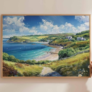 Cornwall Poster, England Travel Print, UK Coastal Wall Art, British Beach Decor, Cornwall Travel Art, Seaside Art Print, UK Travel Poster