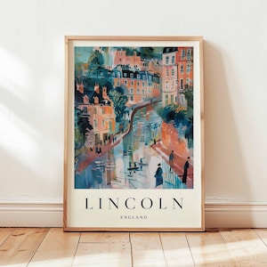 Lincoln Poster, England Travel Print, Lincolnshire Wall Art, Cathedral Decor, UK Travel Gift, Historic City Print, UK Travel Art