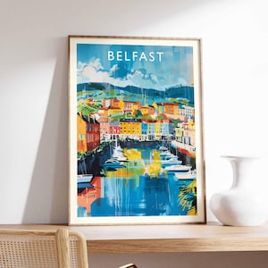 Belfast Poster, Northern Ireland Travel Print, UK City Wall Art, Belfast Travel Decor, Titanic Quarter Gift Art, European City Print