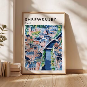 Shrewsbury Poster, UK Print, Shrewsbury Wall Art, Shrewsbury Decor, Shrewsbury Print, Historic Town Art, Shrewsbury Gift