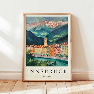 **Innsbruck Poster, Österreich Reisedruck, Alpenstadt Wandkunst, Berg Dekor, **Innsbruck Reisegeschenk, Tirol Druck, Österreich Reisekunst.**
