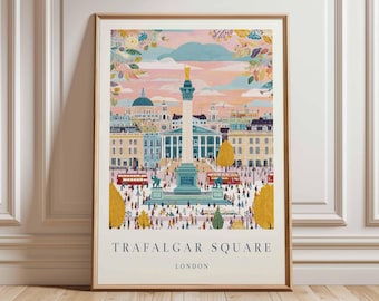Trafalgar Square Travel Poster: London Landmark Art Print