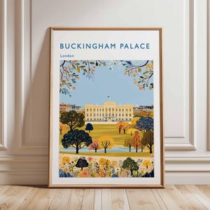 Buckingham Palace Poster, London Travel Poster, Royal Palace Wall Art, Buckingham Print, UK Landmark Poster, British Architecture