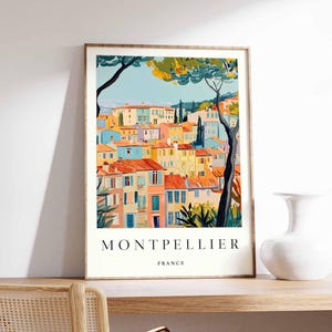 Affiche Montpellier, impression voyage en France, décoration française, affiche de voyage en Europe, art mural européen, cadeau Montpellier, affiche de voyage Montpellier