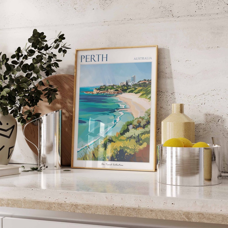 Perth Community Posters Perth Australia Travel Poster: Coastal Beach Art Print - Etsy