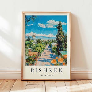 Bishkek Poster, Kyrgyzstan Travel Print, Central Asia Wall Art, Bishkek Travel Decor, Kyrgyzstan Poster, Silk Road Print, Kyrgyzstan Art