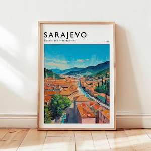 Sarajevo Poster, Bosnia and Herzegovina Travel Print, European Wall Art, Cityscape Decor, Sarajevo Travel Gift, Bosnia and Herzegovina Art