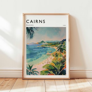 Cairns Poster, Australia Travel Print, Queensland Wall Art, Great Barrier Reef Decor, Tropical Gift, Cairns Print, Australia Travel Art