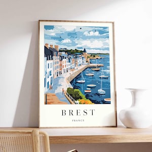 Brest Poster, Frankreich Reisedruck, Hafenstadt Kunstdruck, Frankreich Küstenwandkunst, Bretagne Maritime Szene Dekoration, Frankreich Reisegeschenk