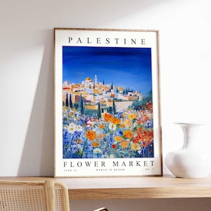 Palestine Flower Market Poster, Palestine Print, Palestinian Floral Wall Art, Palestine Floral Decor, Botanical Art, Middle East Travel Art