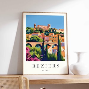 Béziers Poster, France Travel Print, French City Wall Art, Occitanie Region Decor, Béziers Cathedral Art, Europe Print, France Travel Art