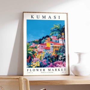 Kumasi Flower Market Poster, Kumasi Print, Ghanaian Floral Wall Art, Kumasi Floral Decor, Botanical Poster, Ghana Art, Africa Travel Print