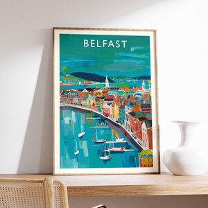 Belfast Poster, Northern Ireland Travel Print, UK City Wall Art, Belfast Travel Decor, Titanic Quarter Gift Art, European City Print