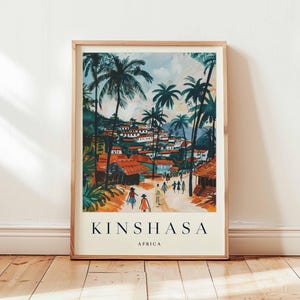 Kinshasa Poster, Africa Travel Print, DR Congo Print, Central Africa Wall Art, Congo River Decor, Kinshasa Travel Gift, African Capital Art