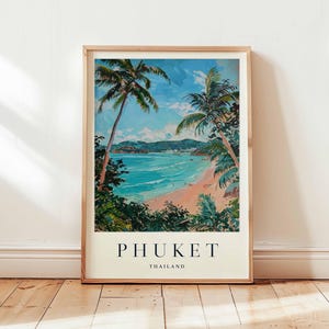 Phuket Poster, Thailand Travel Print, Island Wall Art, Tropical Beach Decor, Southeast Asia Travel Gift, Paradise Island Print