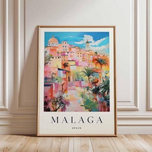 Malaga Poster, Spain Travel Print, European Wall Art, Coastal Decor, Malaga Travel Gift, Cityscape Print, Spain Travel Art