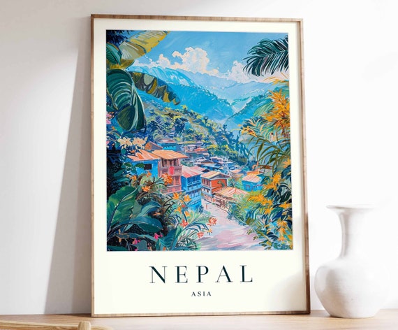 Nepal Travel Poster: Himalayan Landscape Art Print
