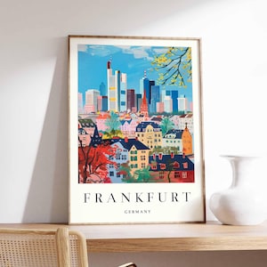 Frankfurt poster, Germany print, Frankfurt wall art, Frankfurt city map decor, modern Frankfurt poster, German skyline print