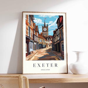Exeter Poster, England Travel Print, British Decor, United Kingdom Travel Poster, City Print, Exeter Gift, Exeter Travel Poster