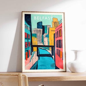 Belfast Poster, Northern Ireland Travel Print, UK City Wall Art, Belfast Travel Decor, Titanic Quarter Gift Art, European City Print