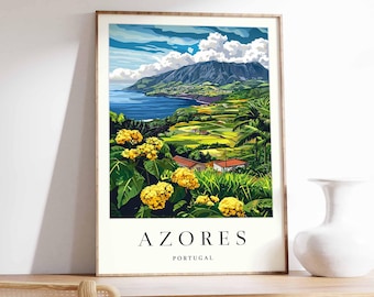 Azores Portugal Poster: Coastal Landscape Wall Art
