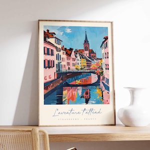 Straßburg Poster, Frankreich Reisedruck, Altstadt Kunstdruck, Frankreich Elsass Dekor, Europäische Architektur Wandkunst, Frankreich Reisegeschenk