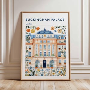 Buckingham Palace Poster, London Travel Poster, Royal Palace Wall Art, Buckingham Print, UK Landmark Poster, British Architecture