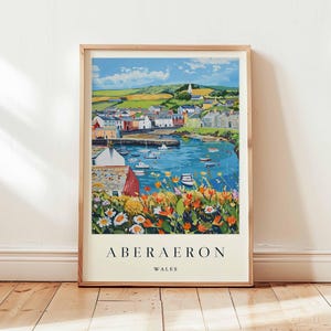 Aberaeron Poster, Wales  Travel Print, Ceredigion Wall Art, Coastal Town Decor, Aberaeron Harbour Print, Welsh Travel Poster, Wales Poster