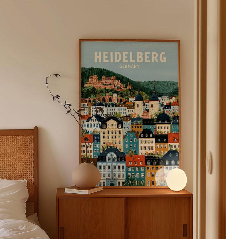 Heidelberg Print | Dense Vertical Cityscape Poster | German Travel Wall ...