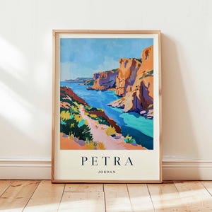 Petra Poster, Jordan Travel Print, Middle East Wall Art, Ancient City Decor, World Wonder Gift, Desert Landscape Print, Jordan Travel Art