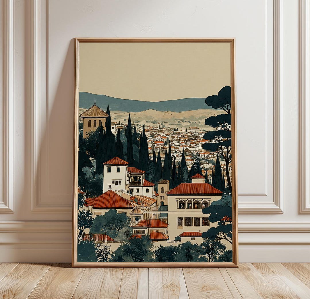 Granada Spain Poster | Alhambra Wall Art Print | Historic Cityscape