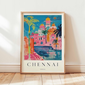 Chennai Poster, India Travel Print, South India Wall Art, Cityscape Decor, Chennai  Travel Gift, Asian City Print, India Travel Art