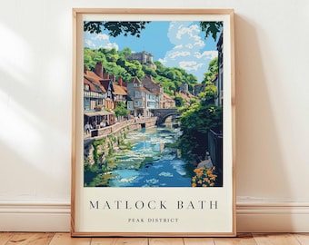 Matlock Bath Print: Derbyshire Peak District, UK Travel Poster