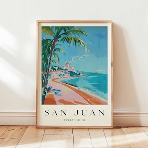 San Juan Poster, Puerto Rico Travel Print, Caribbean Wall Art, Old San Juan Decor, Island Travel Gift, Puerto Rico Travel Art