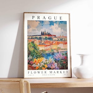 Prague Flower Market Poster, Prague Print, Czech Floral Wall Art, Prague Floral Decor, Botanical Poster, Czech Republic Travel Art