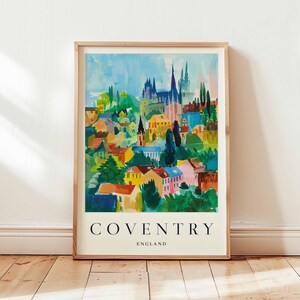 Coventry Poster, England Travel Print, UK City Wall Art, Cathedral Decor, Historic City Gift, West Midlands Print, UK Travel Art