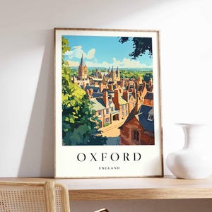Oxford Poster, UK Travel Print, University City Print, UK College Art, Historic City Decor, Cityscape View Print, Oxford Travel Gift