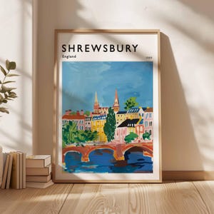 Shrewsbury Poster, UK Print, Shrewsbury Wall Art, Shrewsbury Decor, Shrewsbury Print, Historic Town Art, Shrewsbury Gift
