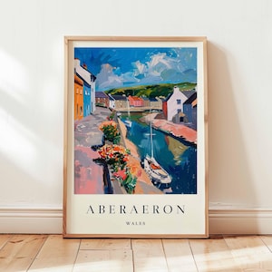 Aberaeron Poster, Wales  Travel Print, Ceredigion Wall Art, Coastal Town Decor, Aberaeron Harbour Print, Welsh Travel Poster, Wales Poster