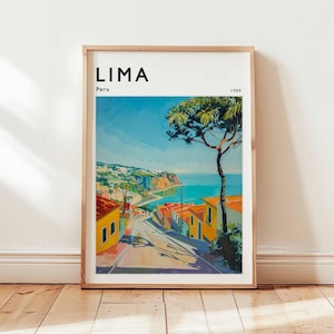 Lima Poster, Peru Travel Print, South America Wall Art, Colonial City Decor, Lima Travel Gift, Cityscape Print, Peru Travel Art