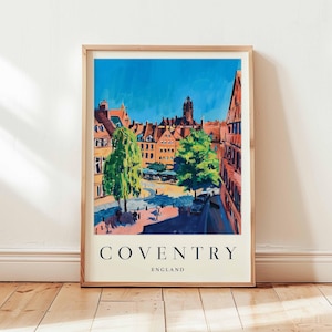 Coventry Poster, England Travel Print, UK City Wall Art, Cathedral Decor, Historic City Gift, West Midlands Print, UK Travel Art