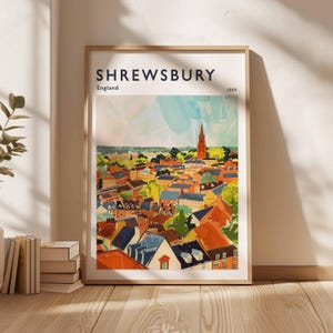 Shrewsbury Poster, UK Print, Shrewsbury Wall Art, Shrewsbury Decor, Shrewsbury Print, Historic Town Art, Shrewsbury Gift