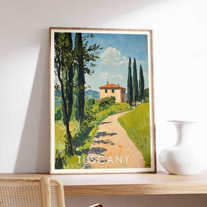 Tuscany Poster, Italy Print, Tuscany Wall Art, Italian Countryside Poster, Europe Travel Print, Vintage Tuscany Decor, Rolling Hills Print